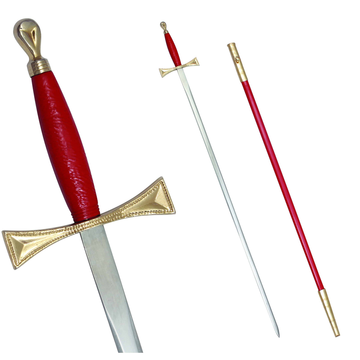 Universal Sword - Red Gold Hilt and Red Scabbard - Bricks Masons