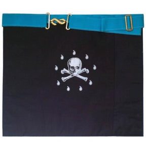 Worshipful Master  Apron - White, Turquoise & Royal Blue with Tassels - Bricks Masons