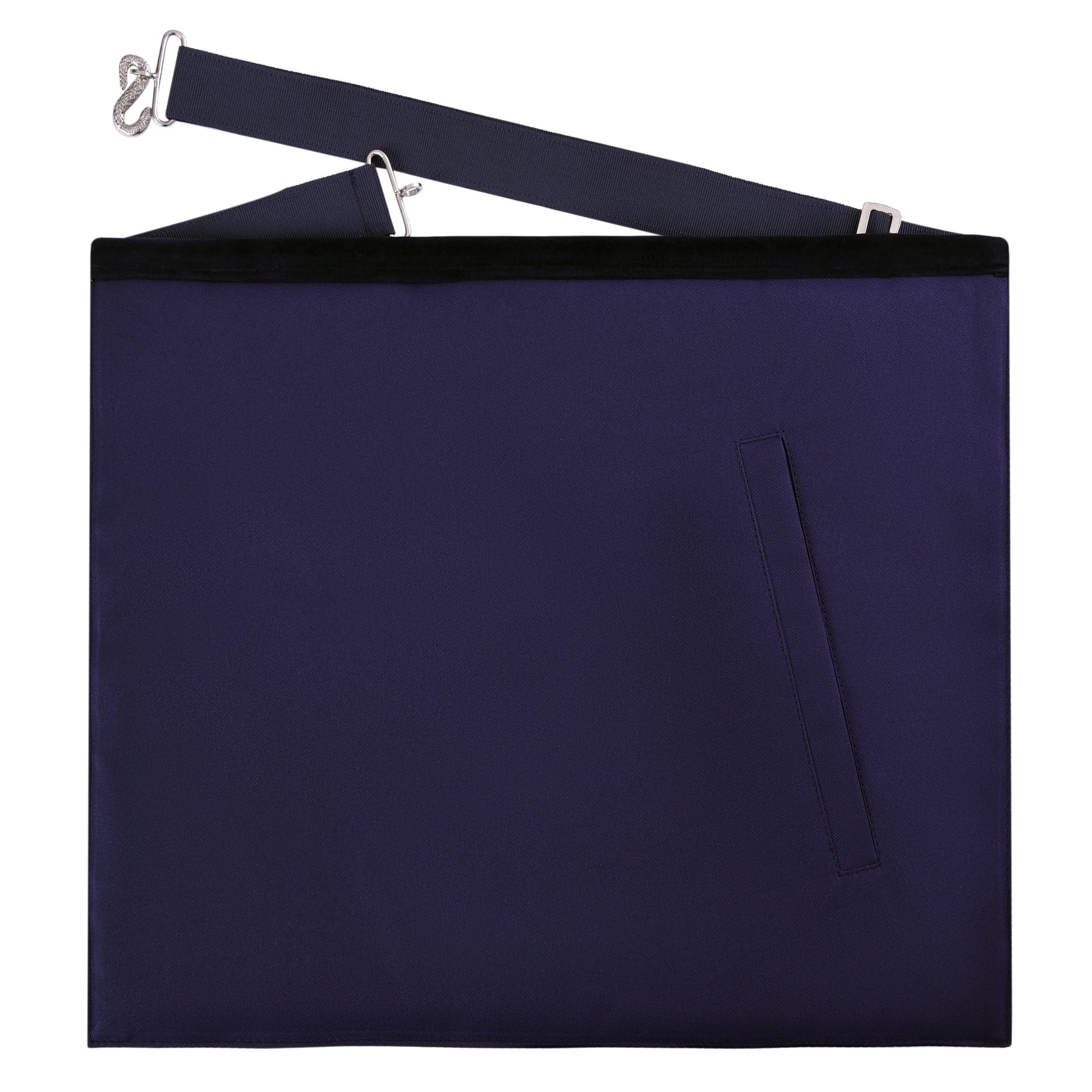 Worshipful Master Blue Lodge Officer Apron -  Navy Velvet With Silver Embroidery Thread - Bricks Masons