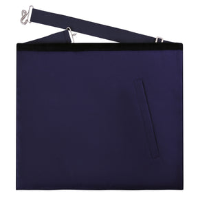 Worshipful Master Blue Lodge Officer Apron -  Navy Velvet With Silver Embroidery Thread - Bricks Masons