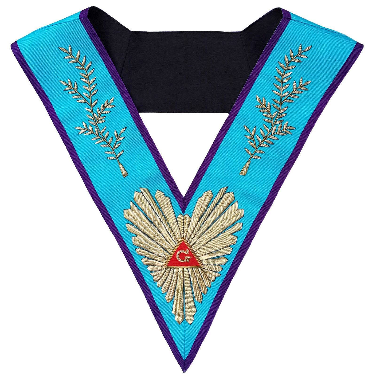 Worshipful Master Memphis Misraim Collar - Sky Blue Hand Embroidery - Bricks Masons