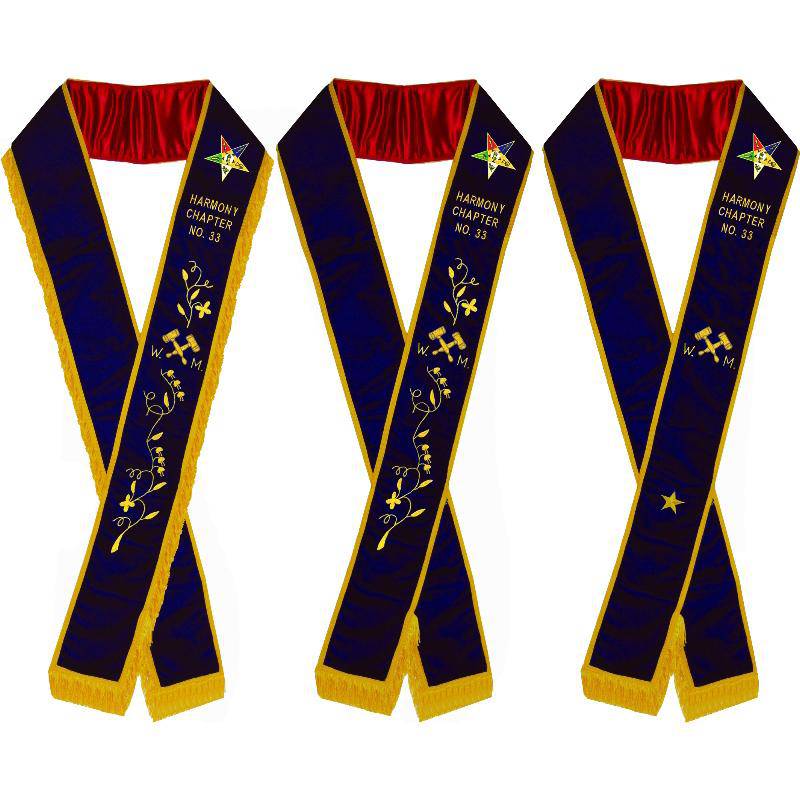 Worthy Matron OES Sash - Purple Velvet - Bricks Masons
