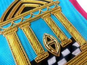 Master Mason Scottish Rite Sash - 3 Stars Bullion Embroidery - Bricks Masons