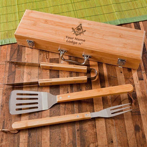 Widows Sons Grill Tool - BBQ Set & Bamboo Case - Bricks Masons