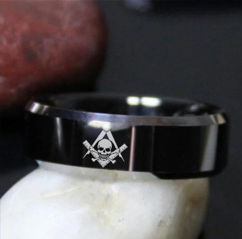 Widows Sons Ring - Black Tungsten - Bricks Masons