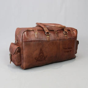 Past Master Blue Lodge California Regulation Travel Bag - Conker Brown Leather - Bricks Masons