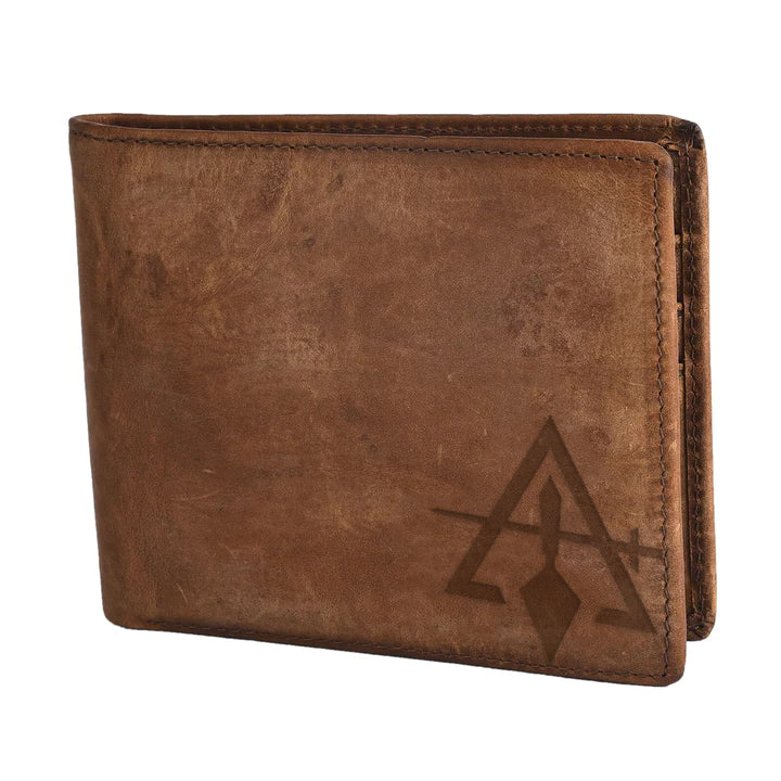 Handmade Leather Council Wallet - Light & Dark Brown - Bricks Masons