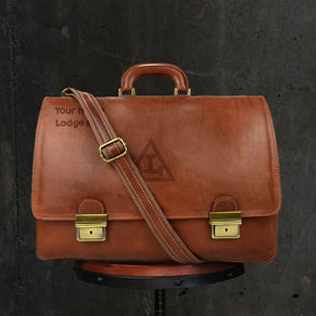 Royal Arch Chapter Briefcase - Genuine Brown Leather - Bricks Masons