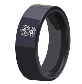 33rd Degree Scottish Rite Ring - Wings Up Black Tungsten - Bricks Masons