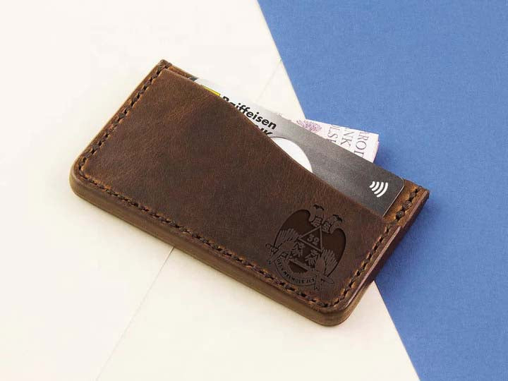 32nd Degree Scottish Rite Wallet - Wings Down Dark Brown - Bricks Masons