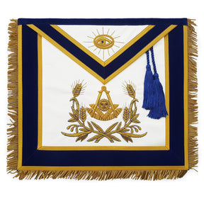 Past Master Blue Lodge Apron - Royal Blue Velvet With Cords & Fringe - Bricks Masons