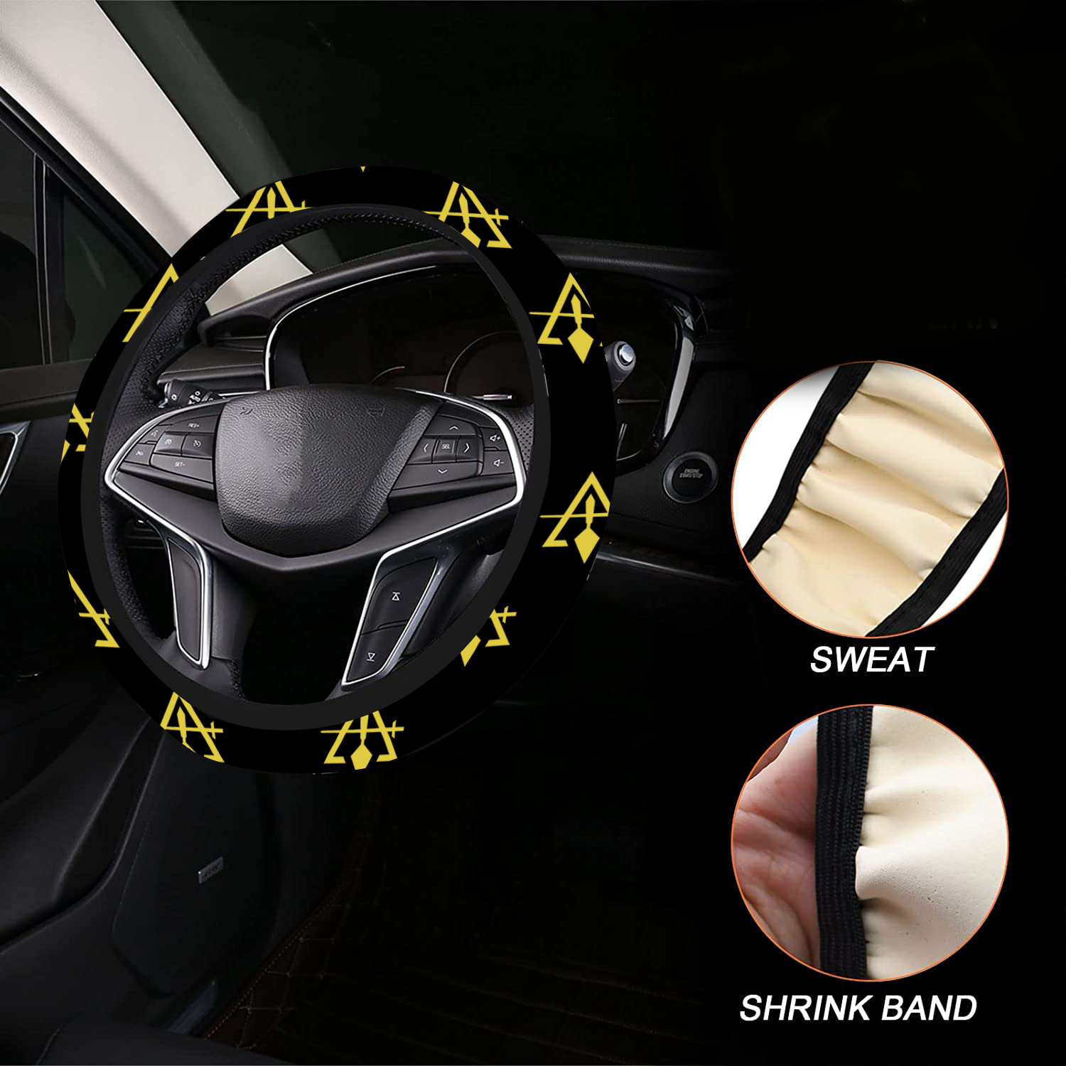 Council Steering Wheel Cover - White & Gold - Bricks Masons