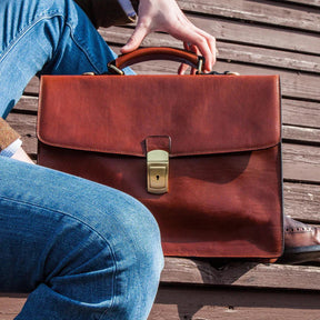 Grand Master Blue Lodge Briefcase - Brown Leather - Bricks Masons