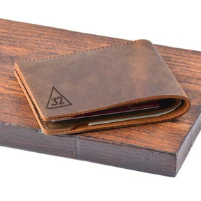 32nd Degree Scottish Rite Wallet - Handcraft Leather - Bricks Masons