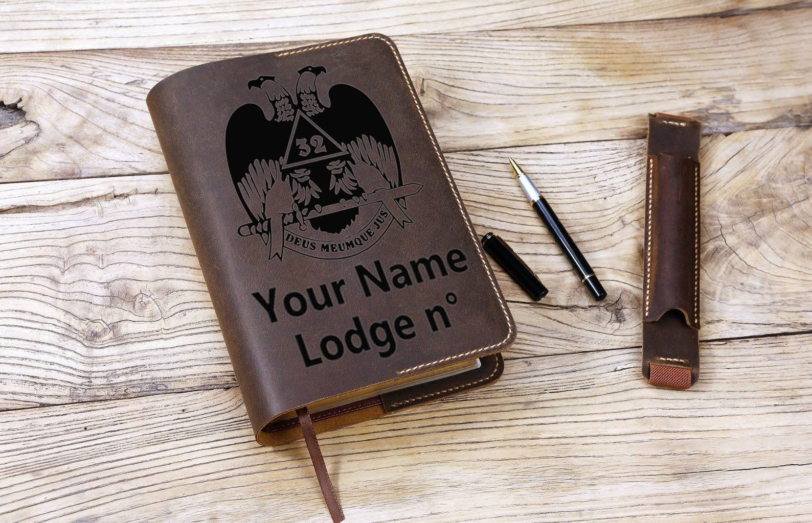 32nd Degree Scottish Rite Book Cover - Wings Down Leather - Bricks Masons