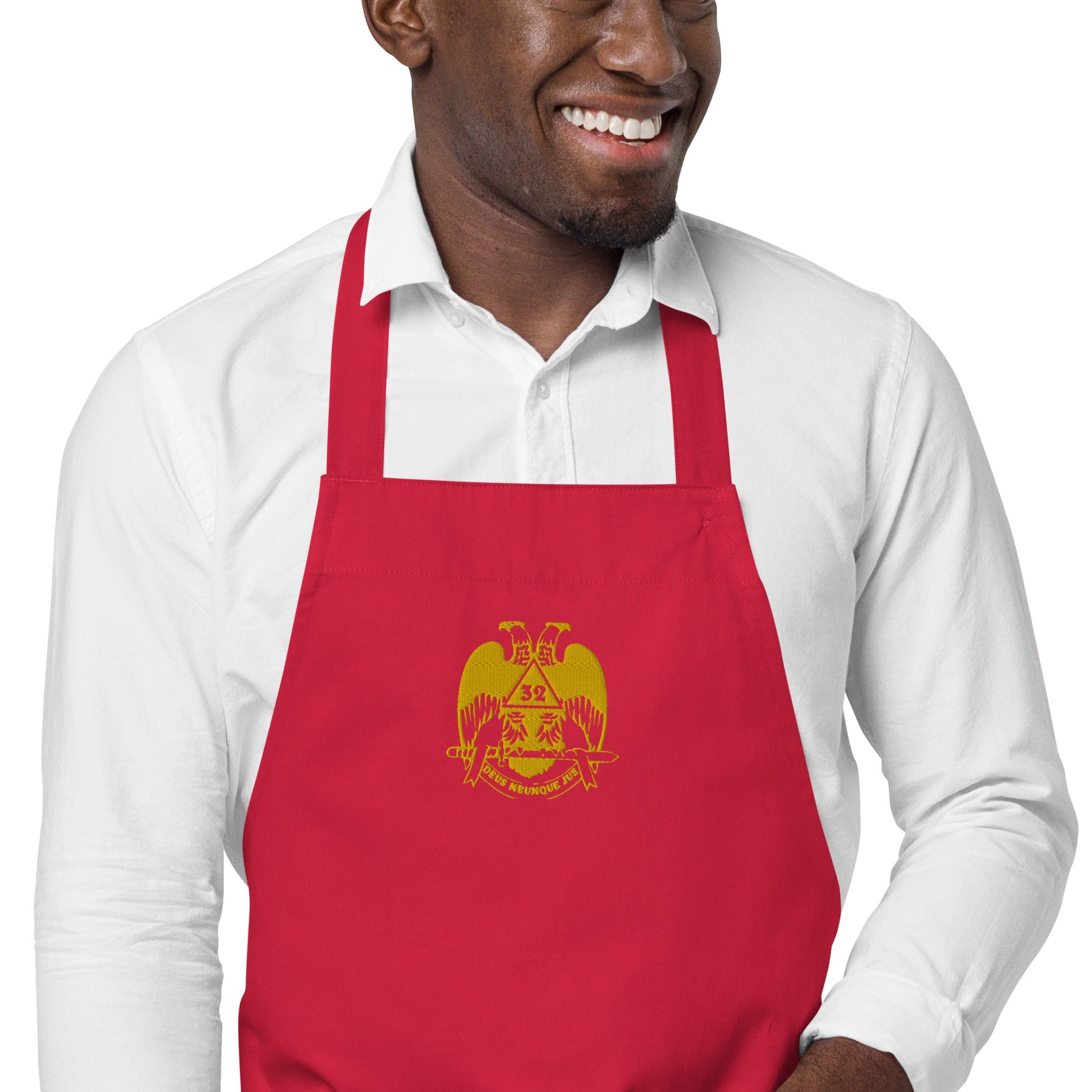 32nd Degree Scottish Rite Kitchen Apron - Wings Down Various Organic Cotton Colors - Bricks Masons