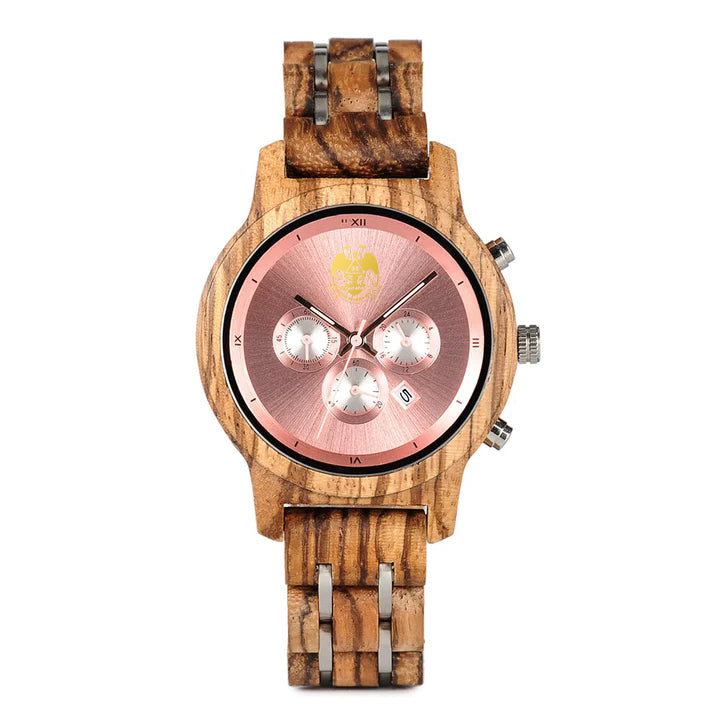 32nd Degree Scottish Rite Wristwatch - Wings Down Various Wood Colors - Bricks Masons