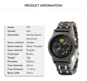 32nd Degree Scottish Rite Wristwatch - Wings Down Various Wood Colors - Bricks Masons