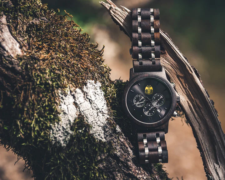 32nd Degree Scottish Rite Wristwatch - Wings Down Various Wood Colors - Bricks Masons