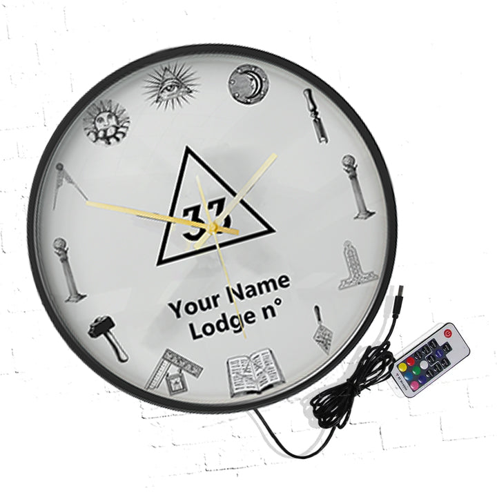 33rd Degree Scottish Rite Clock - Frame with LED - Bricks Masons
