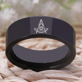 Past Master Blue Lodge California Regulation Ring - Black Tungsten - Bricks Masons