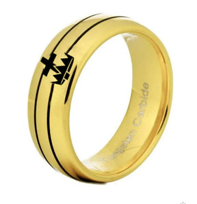 Knights Templar Commandery  Ring - Gold Rounded Tungsten - Bricks Masons