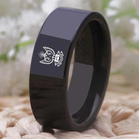 33rd Degree Scottish Rite Ring - Wings Up Black Tungsten - Bricks Masons