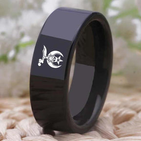 Shriners Ring - Black Tungsten - Bricks Masons