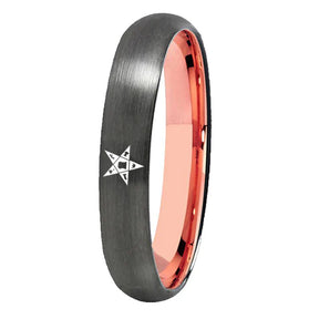 OES Ring - Gunmetal With Rose Gold Tungsten - Bricks Masons