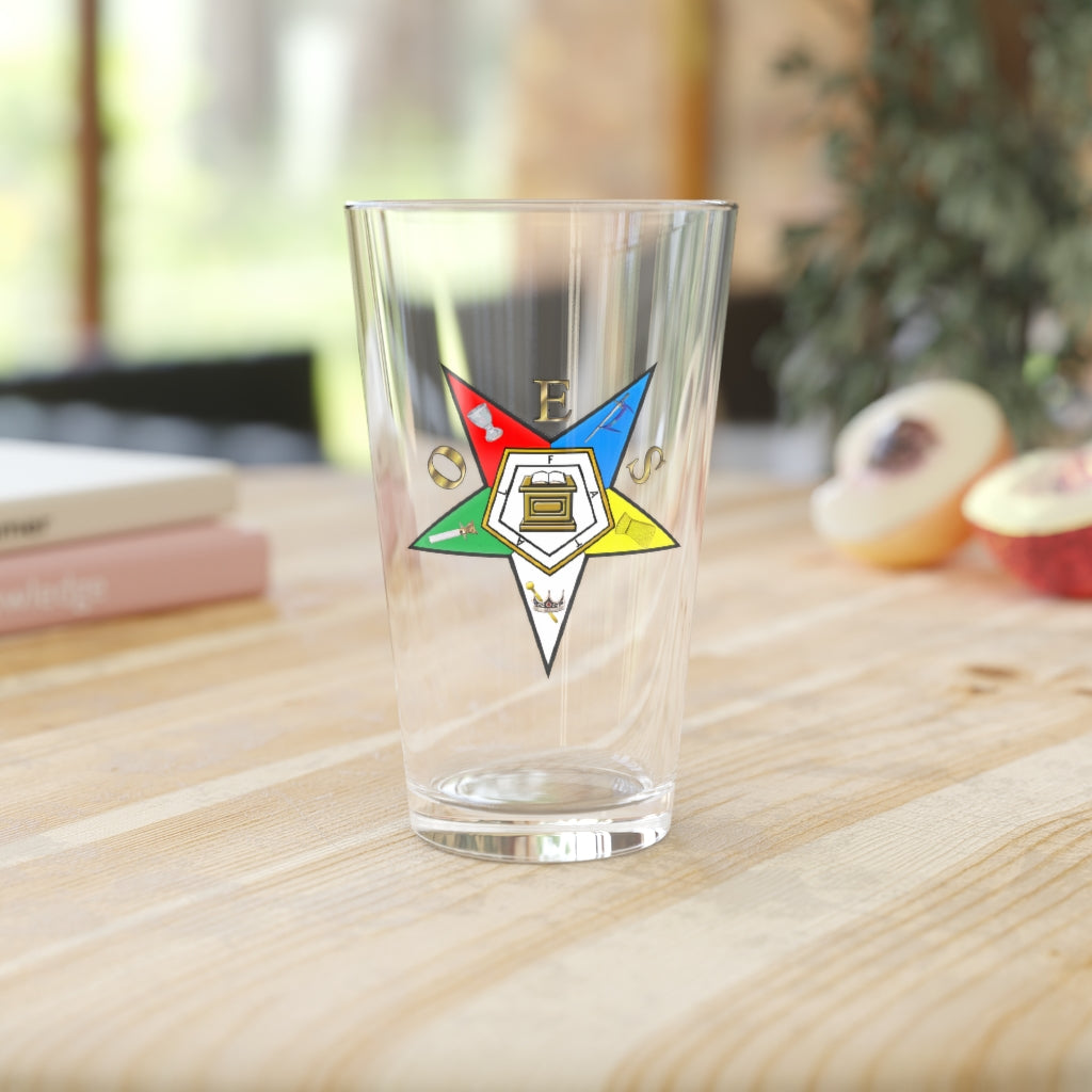 OES Pint Glass - 16oz 5-Pointed Star - Bricks Masons