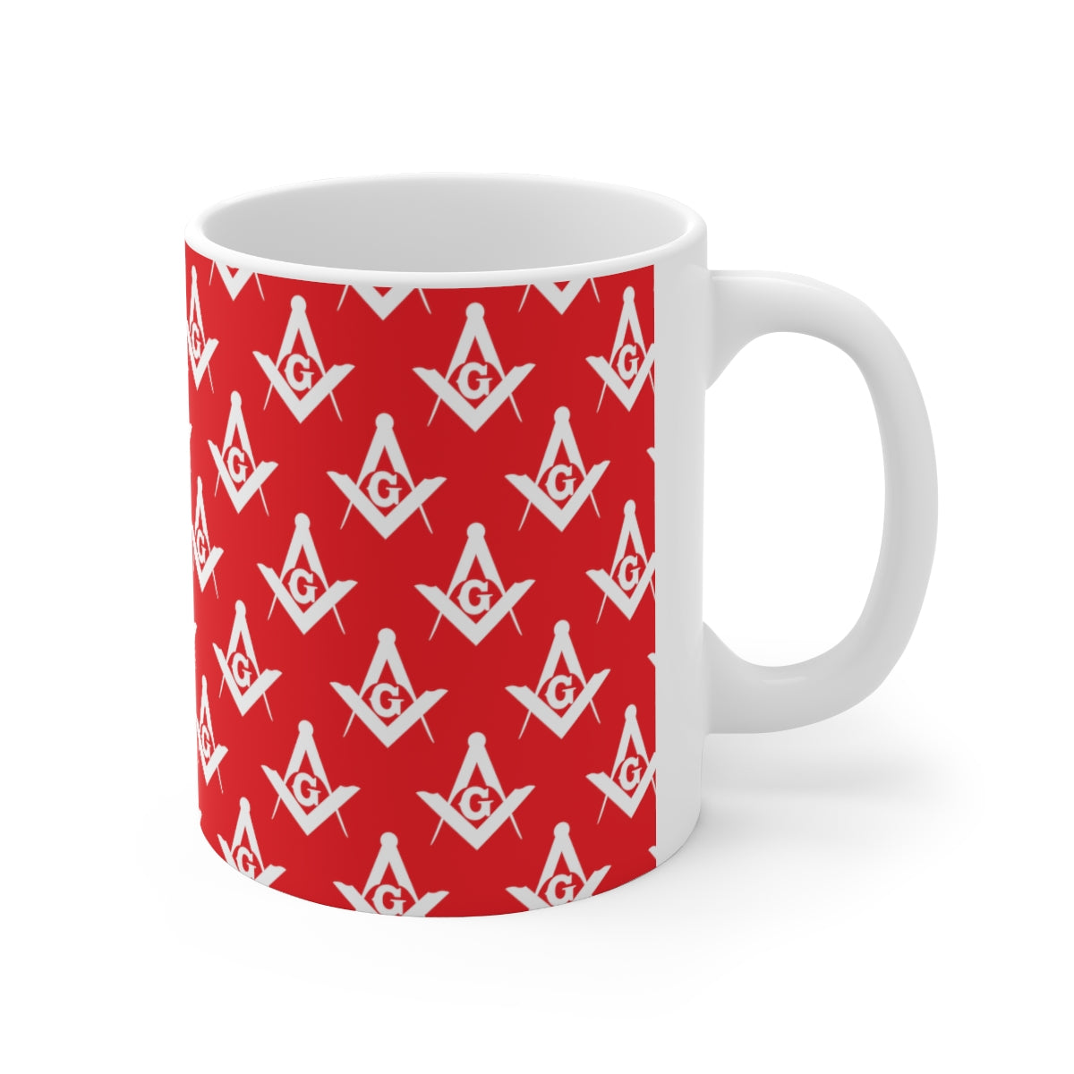 Master Mason Blue Lodge Mug - White and Red Ceramic for Christmas - Bricks Masons