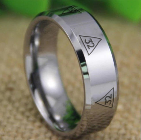 32nd Degree Scottish Rite Ring - Silver Bevel Tungsten - Bricks Masons