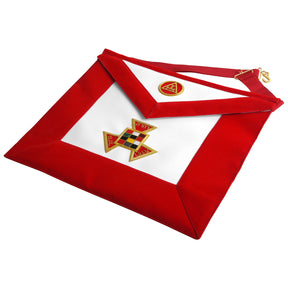 Past High Priest Royal Arch Chapter Apron - Red Velvet With Gold Embroidery - Bricks Masons