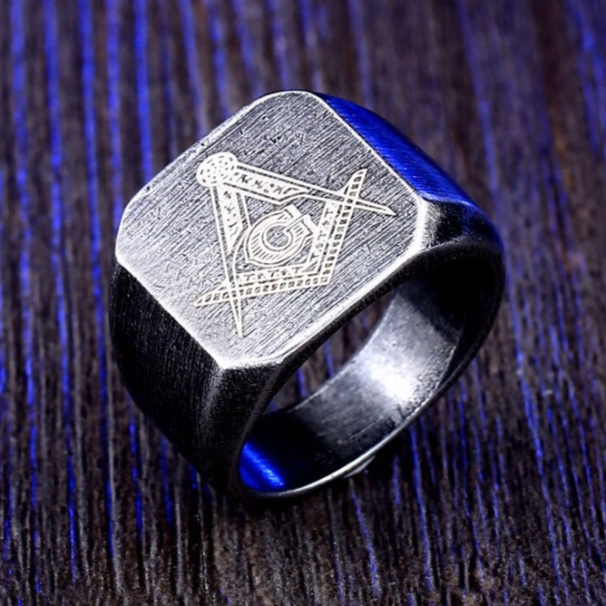 Master Mason Blue Lodge Ring - Square & Compass With G [Multiple Colors] - Bricks Masons