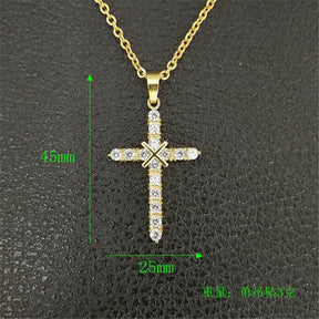 Knights Templar Commandery Necklace - Golden Rhinestones Cross Pendant - Bricks Masons