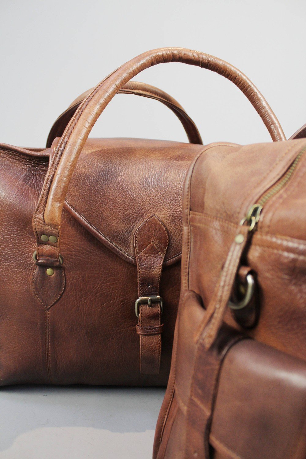 32nd Degree Scottish Rite Travel Bag - Vintage Brown Leather - Bricks Masons