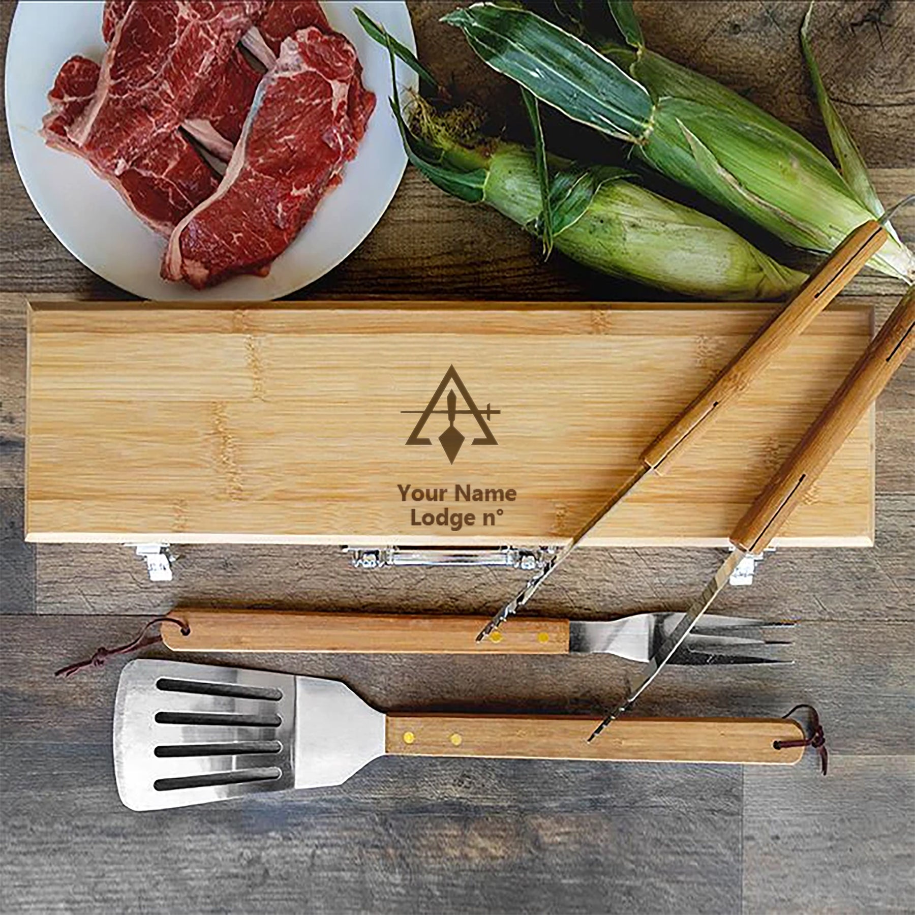 Council Grill Tool - BBQ Set & Bamboo Case - Bricks Masons