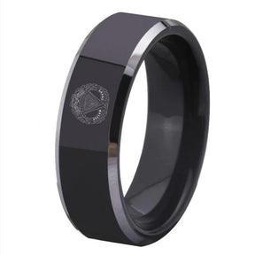 Grand Master Blue Lodge Ring - Black Tungsten Carbide - Bricks Masons