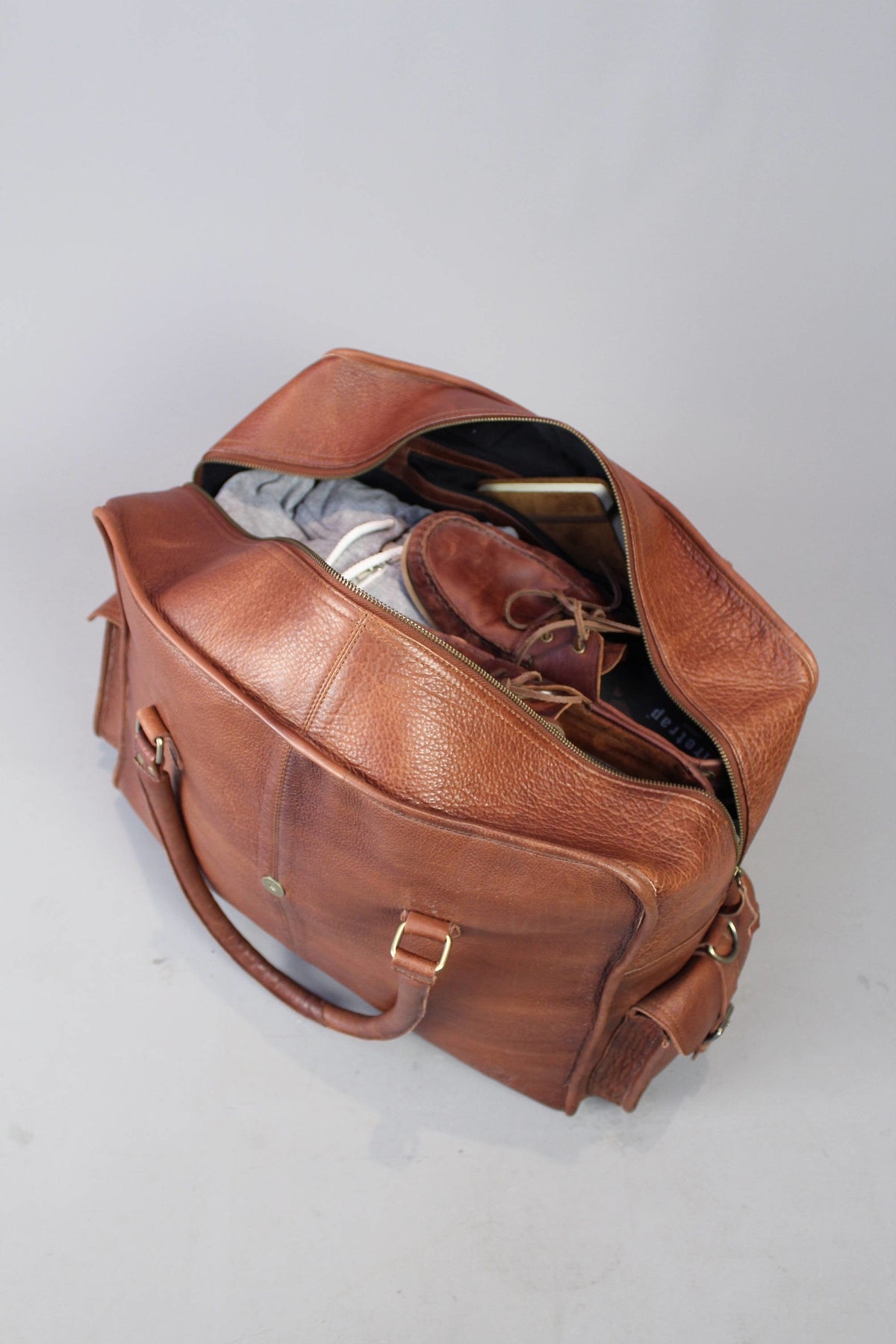 Grand Master Blue Lodge Travel Bag - Genuine Brown Leather - Bricks Masons