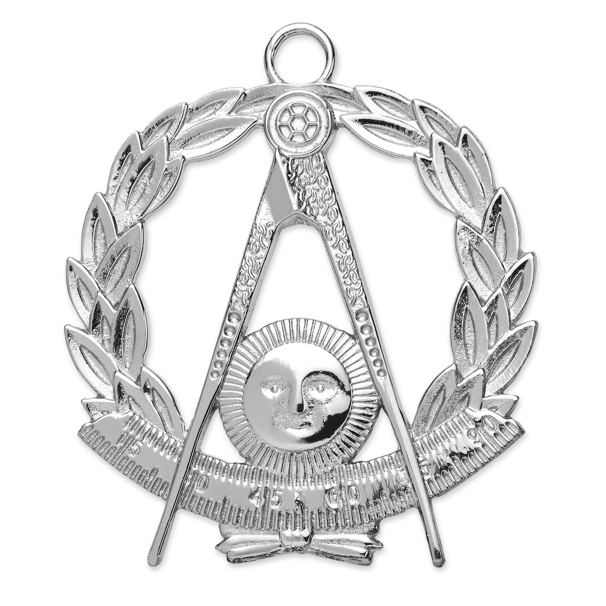 Grand Past Master Blue Lodge California Regulation Collar Jewel - Silver & Gold with Wreath - Bricks Masons