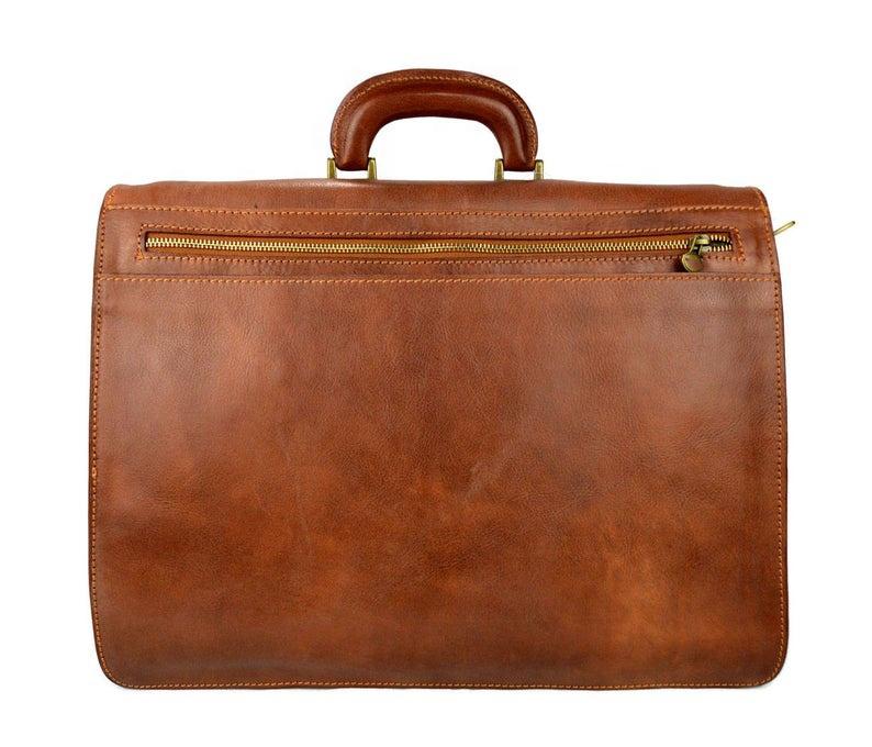 Knights Templar Briefcase - Genuine Brown Leather - Bricks Masons