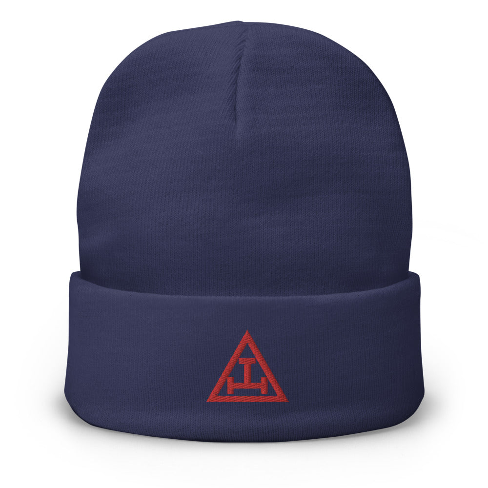 Royal Arch Chapter Beanie - Red Tripe Tau Embroidery - Bricks Masons