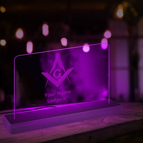 Master Mason Blue Lodge LED Sign - 3D Glowing light - Bricks Masons