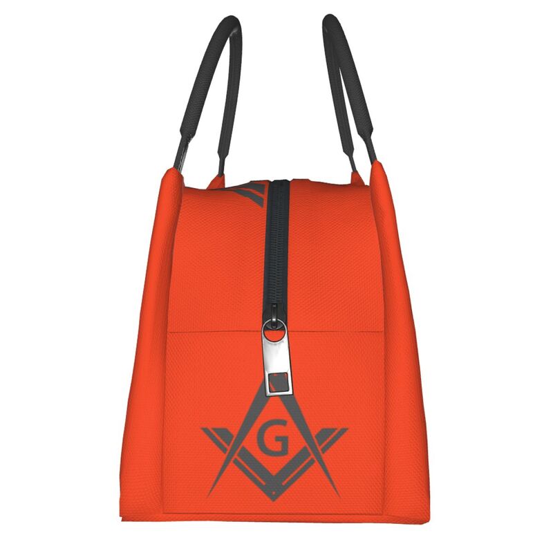 Master Mason Blue Lodge Lunch Bag - Square and Compass G Red Thermal Insulated - Bricks Masons
