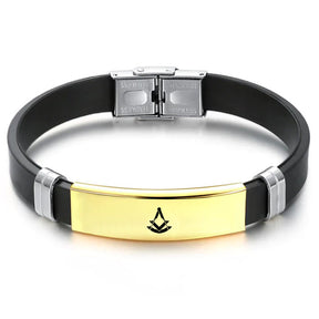 Past Master Blue Lodge Bracelet - Steel & Leather - Bricks Masons