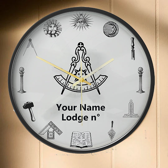 Past Master Blue Lodge California Regulation Clock - Frame with LED - Bricks Masons