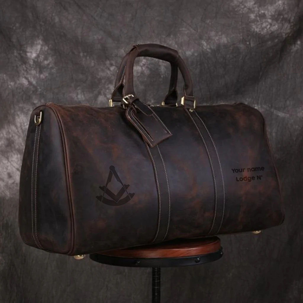 Past Master Blue Lodge Travel Bag - Genuine Vintage Leather - Bricks Masons