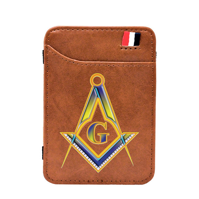 Master Mason Blue Lodge Wallet - Square and Compass G Pu Leather & Credit Card Holder (Black & Brown) - Bricks Masons