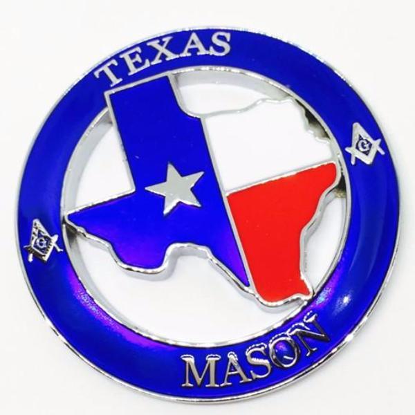 Master Mason Blue Lodge Car Emblem - TEXAS MASON Medallion - Bricks Masons