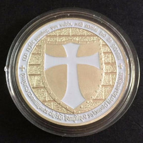Knights Templar Commandery Coin - Wide Cross Shield White - Bricks Masons